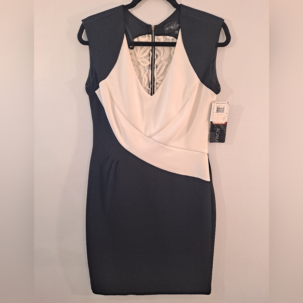 NWT Betsy & Adam Sz 8 Black and White Dress